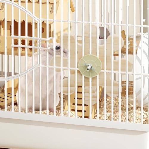 2Pcs Chinchilla Chew Toys Guinea Pig Toys Hamster Rabbit Cage Chew Accessories Rotating Grinding Natural Wooden Snowflake-Shaped 6.3 Inch Diameter Wheel Spinner Interactive for Enrichment Teeth