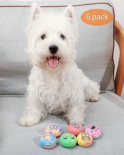 SCHITEC Squeaky Dog Toys, [6 Pack] Interactive Latex Rubber Squeak Ball Toy, Soft Fetch Play Balls for Puppy Small Dogs