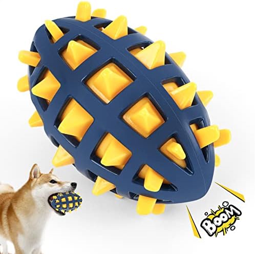 Dog Toy Ball, Dog Spiky Toy Ball with Squeaker, for Floating Chewing Fetching and Interactive Play (Yellow)