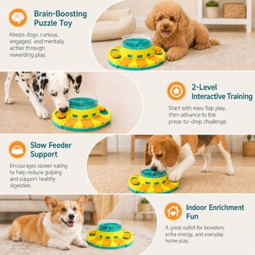 Dog Puzzle Toy Slow Feeder, Interactive Treat Dispenser for Mental Stimulation, Multi-Level Design Boredom Relief Toy for Small Medium Large Dogs