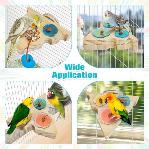 PINVNBY Wooden Bird Foraging Toy Interactive Parrots Foraging Toys Training Chewing Parakeet Toy Triangle Parakeets Enrichment Toys Bird Cage Accessories for Budgies Cockatiels