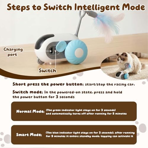 Interactive cat Toy, Rechargeable, Automatic Moving Kitten Toy(Blue)