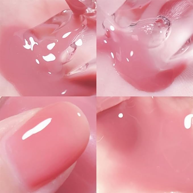 COSMOO Nude Nail Polish, 12ml Transparent Peach Pink Quick Dry Nail Lacquer, Jelly Nail Art Varnish-12ML