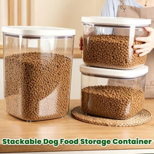 TBMax Dog Cat Food Storage Container 10 Lbs, Stackable Pet Food Dog Treat Container with Pop Up Lids, Airtight Food Storage Bin for Kitchen Organization