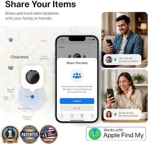 2 Pack Tracker Tags Item Finders for Apple Find My [MFi Certified] iOS Only | Waterproof Bluetooth Key Locator Replaceable Battery Worldwide Tracking Devices for Keys Wallets Bags Luggage Pets Dogs Cats