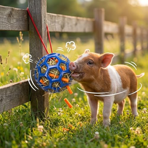 Ronyes 3 Pcs Pig Enrichment Toys, Treat Feeder and Rope Balls for Pet Pigs