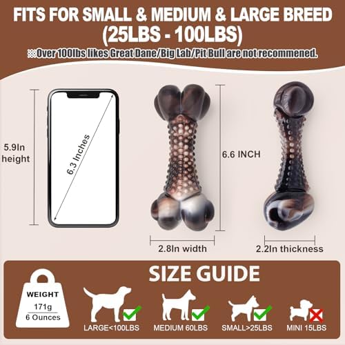 Dog Chew Toys for Aggressive Chewers, 3Pack Indestructible Nylon Tough Large Dog Toys for Small Medium Dog, Durable Interactive Dog Bone Chew Toy to Keep Them Busy, Real Beef&Bacon Flavor