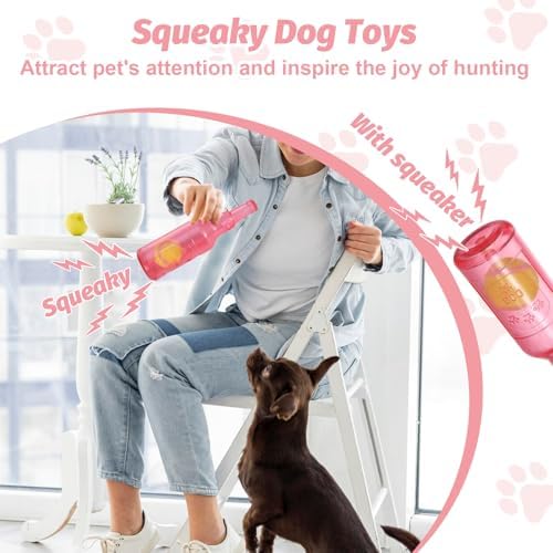 Red Water Bottle Dog Toy for Aggressive Chewers Small Medium Dogs
