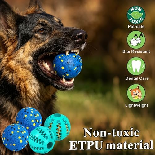 Idepet Dog Toy Ball Tennis Balls for Aggressive Chewers,Nontoxic Bite Resistant Toys ETPU High-Bounce Floating Fetch Toys for Teething for Small Medium Dogs (Blue&Blue, 4 Balls-2.75in)
