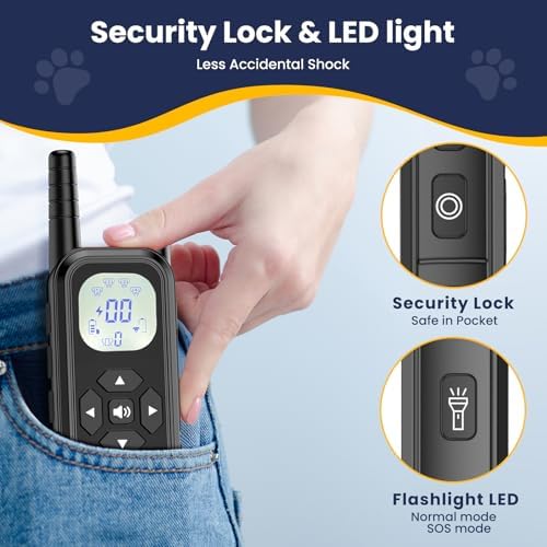Wireless Dog Fence System, Electric Fence for Dogs with Training Collar 185 Days Standby Time, Waterproof & Flash Light Portable Dog Perimeter Collar with 3 Training Mode for 2 Dogs Large Medium