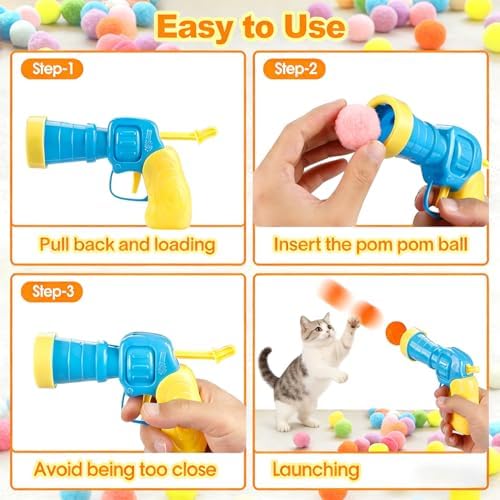 31Pcs Interactive Cat Toys Set, Cat Fetch Toy Gun with 30 Stuffed Plush Balls for Bored Indoor Adult Cats, Kitten Kitty Toys Pet Supplies Accessories, Funny Launcher & Cute Cat Gifts