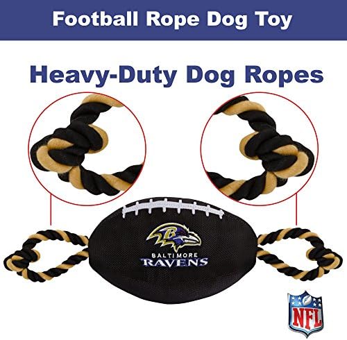 Pets First NFL Baltimore Ravens Football Dog Toy, Tough Quality Nylon Materials, Strong Pull Ropes, Inner Squeaker, NFL Team Color