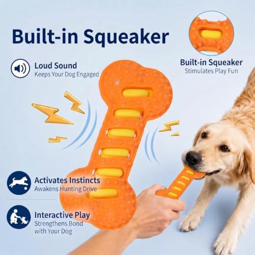 Interactive Dog Chew Toy, TPR Sound Toy for Training（Orange）