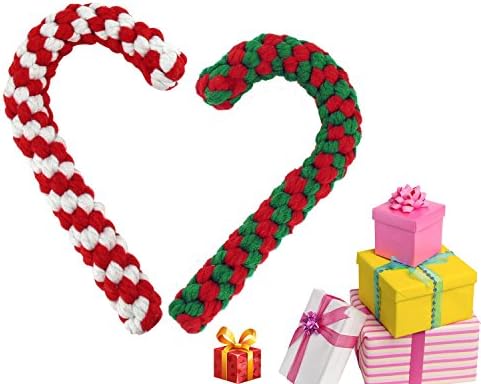 Candy Cane Rope Toy,Puppy Chew Dog Toys Interactive and Cotton Rope Toys and Christmas Decoration, Puppy Pet Play Chew and Training Toy for Medium&Large Dog Pet Teeth Cleaning