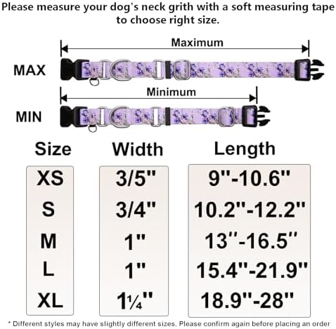 Martingale Collar for Dogs Floral Dog Collars for Small Medium Large Dogs with Buckle Adjustable Soft Nylon Dog Collar (Purple Lily, Small)