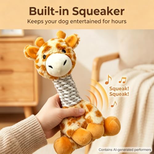 Indestructible Giraffe Plush Squeaky Dog Toy for Aggressive Chewers