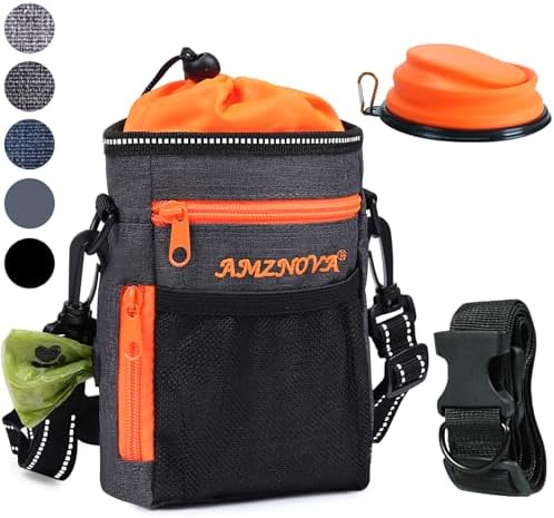 AMZNOVA Dog Treat Pouch Treatnow Dog Treat Bag, 6 Cups, Heather Black