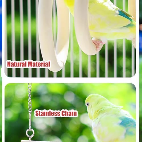 Bird Swing Rings for Cage,Hanging Bird Toys Natural Wooden,Bird Perch Climbing Toys,Parrot Perch Stand for Conure,Budgie,Cockatiel,Lovebird,Canary,Finch,Hamster,Small Pets Accessories,4-Ring (Ring)