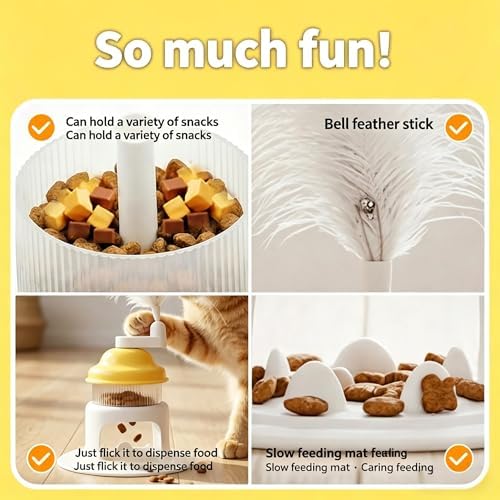 Interactive Cat Treat Dispenser Toy, Yellow