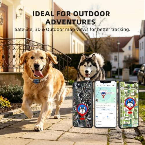 DBDD GPS Tracker for Dogs with 36 Month Subscription, Real-Time Location, Electronic Fence, Health Monitoring, Waterproof, for Medium Large Dogs, iOS Android