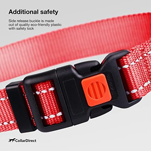 Reflective Dog Collar, Quick-Release Buckle (Coral, 14-18 Inch)