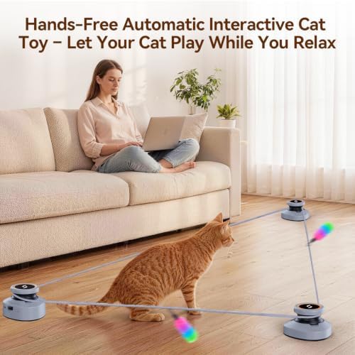 Jripae Automatic Interactive Cat Toys for Indoor Cats with DIY Chase Track