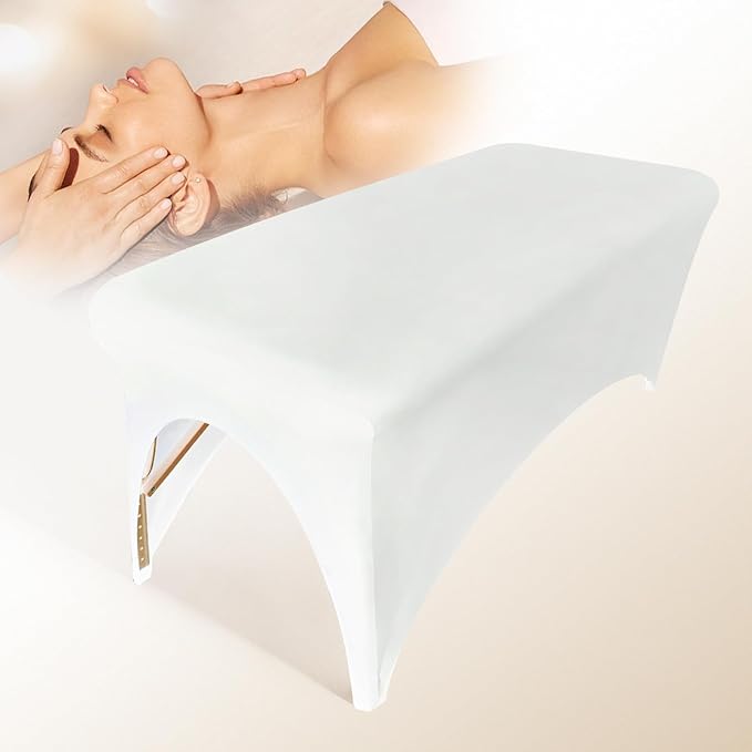 Spa Bed Cover Professional Lash Bed Cover Stretchy Massage Table Cover Beauty Bed Protective Topper, Excellent for Lash Extension, Spa, Massage, Beauty Salon, Wax, Tattoo Bed and Table (White)