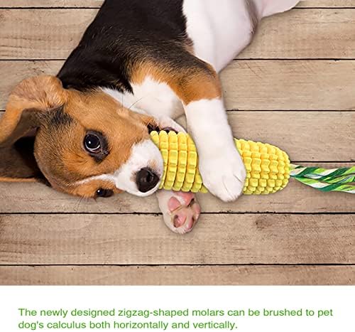 Dog Chew Toys for Aggressive Chewers Small Medium Large Breed, Interactive Corn Toys Puppy Toothbrush, Tough Teething Toy for Dogs (Yellow)