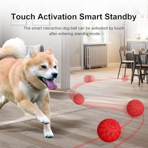 Moving Dog Toy, Interactive, Bouncing and Rotating, Silent Foam Material, IP54 Waterproof Rating, Smart Active Rolling, Stimulation Toys for Medium and to Keep Them Busy (Pink)