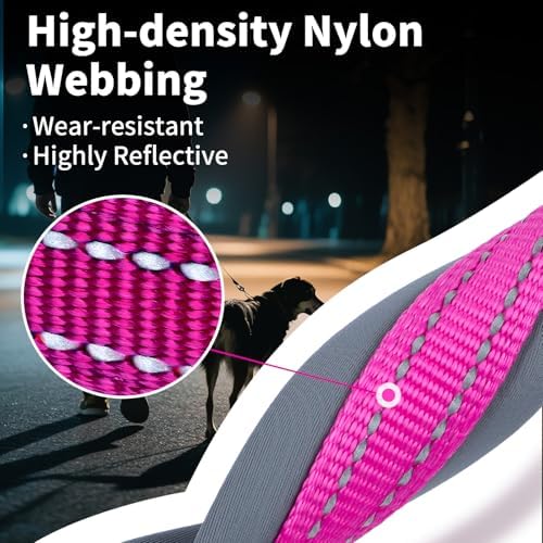 Segarty Reflective Dog Collar for Small Dogs, Adjustable Wide Soft Comfortable Breathable Neoprene Padded Nylon Collar with Heavy Duty Metal Buckle for Pet Puppy Small Breeds (S, Hot Pink)