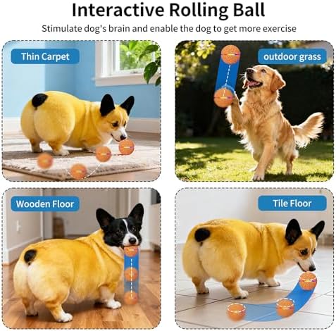 Smart Interactive Dog Toy Ball - Automatic Moving Bouncing Rolling Ball with 3 Modes & RGB Lights, Durable E-TPU Motion Activated Dog Toys for Small Medium Dogs, Keep Busy & Boredom Relief (Orange)