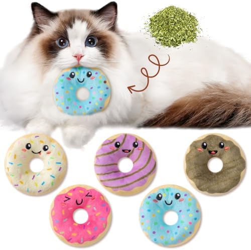L1rabe Donut Catnip Stuffed Toys for Cats, for Kitten Lovers
