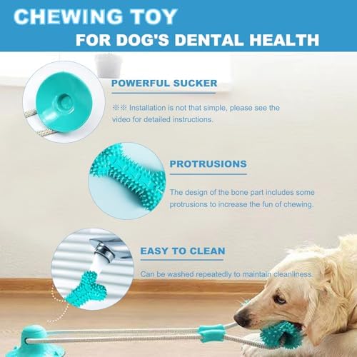 Dog Chew Suction Cup Tug of War Toy, Interactive Dog Toy, Puppy Teething Toys, Chew Toy(Green)
