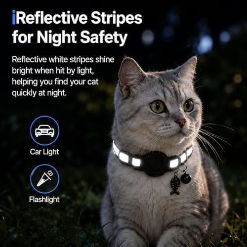 Pet Tracker,GPS Collar for Cats (iOS Only) Smart tag,Waterproof Compatible with Apple Find My,No Monthly Fee,Advanced Tracking Solution Smart Collar for Pet Safety Ideal Small Large Cats