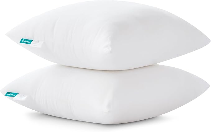 Oubonun 30 x 30 Throw Pillow Inserts | Soft, Plush & Decorative Down Alternative Pillows for Couch Sofa Bed, Machine Washable - White, Pack of 2