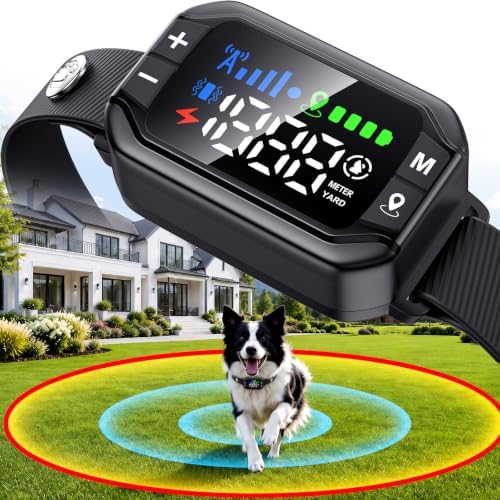 GPS Wireless Dog Fence System, Electric Fence for Dogs, 3 Training Modes | IPX7 Waterproof Training Collar, Adjustable Range, Run-Away Prevention, Yard Pet Containment for Small Medium Large Dogs