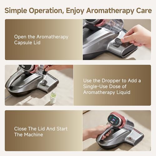 uwant 20Kpa Powerful Mattress Vacuum 700W Motor Bed Vacuum Set of 1 | Triple Hot Bed Vacuum, 60000RPM Tap, Aroma Care, UV-C Light and Ultrasonic, 20.3 oz Dust Cup, Mattress Vacuum for Bed, Sofa