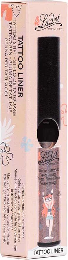 LaDot Temporary Tattoo Liner Pen – Fine Tip Waterproof Body Art Marker for Drawing Custom Skin Designs – Ideal for Temporary Tattoos, Festivals, Parties & More (Black)