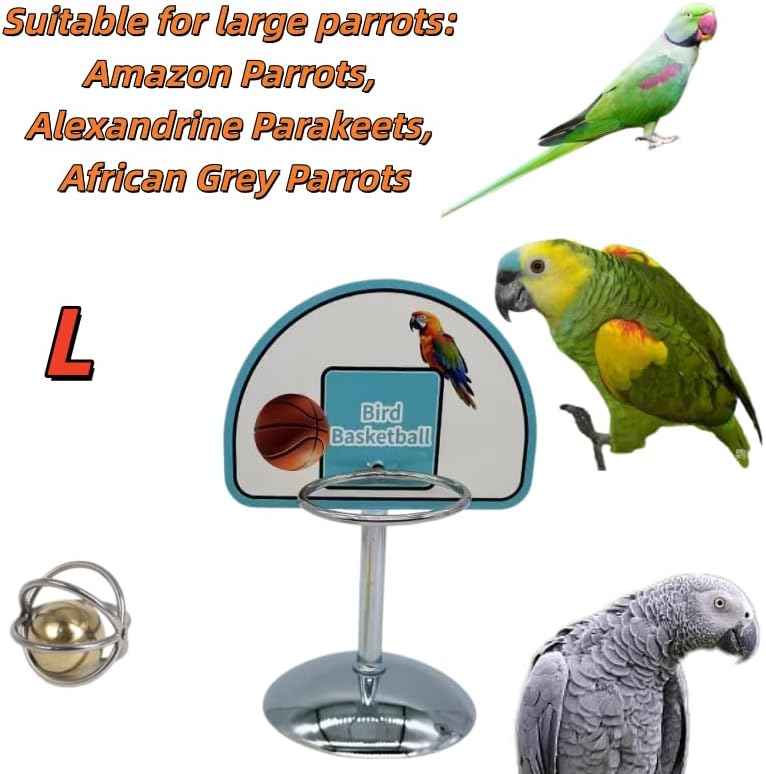 Fosrion Parrot Basketball Hoop Toy Set - Training Hoop with 1 Bird Balls for Medium and Large Parrots (Large)
