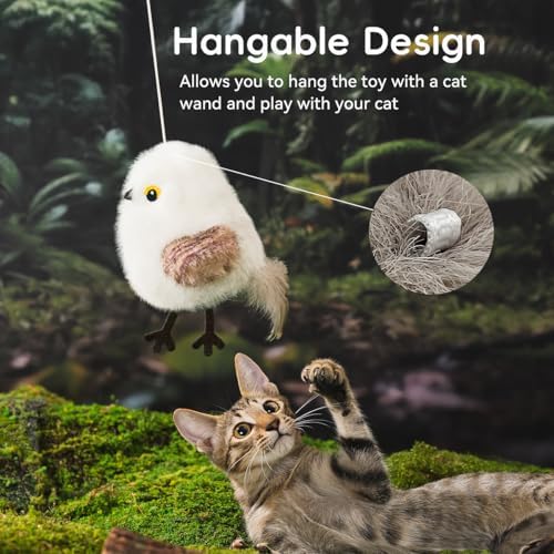 Petgravity Flapping Bird Cat Toy (No Flying), Lifelike Toucan Chirp Tweet Kitten Toy, Rechargeable Touch Activated Cat Toy Interactive Catnip Toy Exercise Toys for All Breeds 5.1" (Black)
