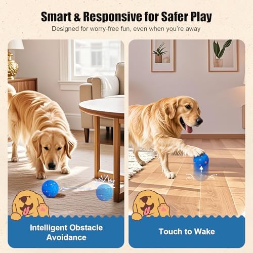 Interactive Dog Ball Toy, Smart Dog Toy for Medium and Large Dogs, Automatic Moving Rotating & Bouncing Ball, Durable E-TPU Material, IP54 Waterproof, Motion-Activated Dog Toy for Active Dogs