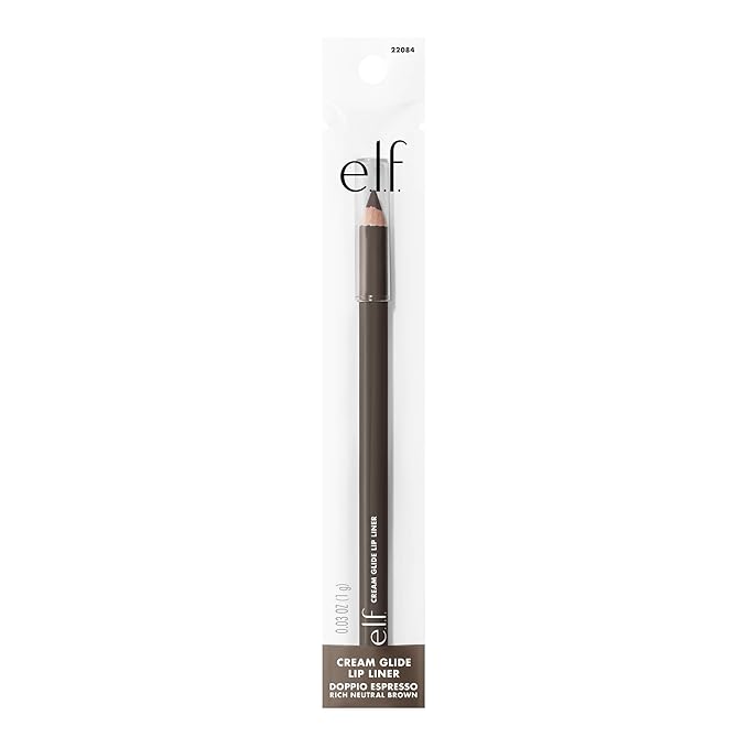 e.l.f. Cream Glide Lip Liner, Highly-Pigmented Pencil For Shaping & Sculpting Lips, Semi-Matte Finish, Vegan & Cruelty-Free, Doppio Espresso