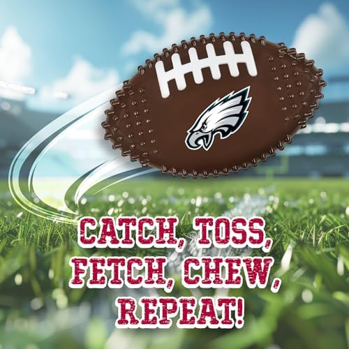 NFL Philadelphia Eagles Mega-chew Hard Nylon Bacon-flavored Dog Bone Football Chew Toy. Interactive, Durable Tasty Fun for Aggressive Chewers