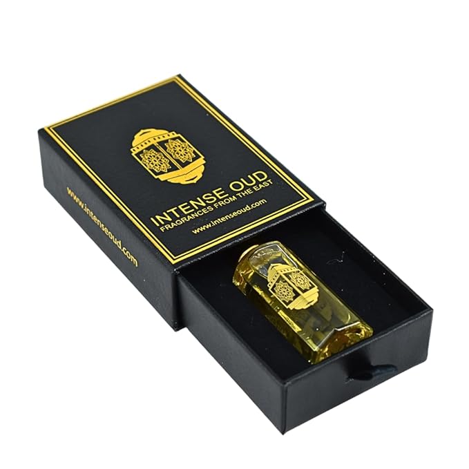 INTENSE OUD Crys Water Arabian Perfume Oil for Men, Long Lasting Alcohol-Free Concentrated Fragrance, 12ml (0.40 oz) in Black Gift Box, Misk Blend