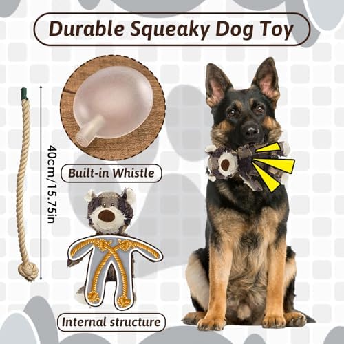 MAXBECK Dog Companion for Heavy Chewers-New Plush Robust Bear Dog Toy, Resistant Squeaky Dog Toys for Heavy Chewers, Tough Stuffed Plush Dog Toys for Aggressive Chewers