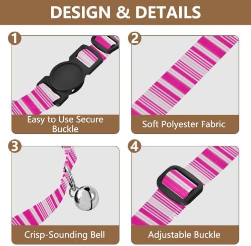 Stripe Lines Adjustable Pet Collar, 2 Pack Small Dog Collar with Bell
