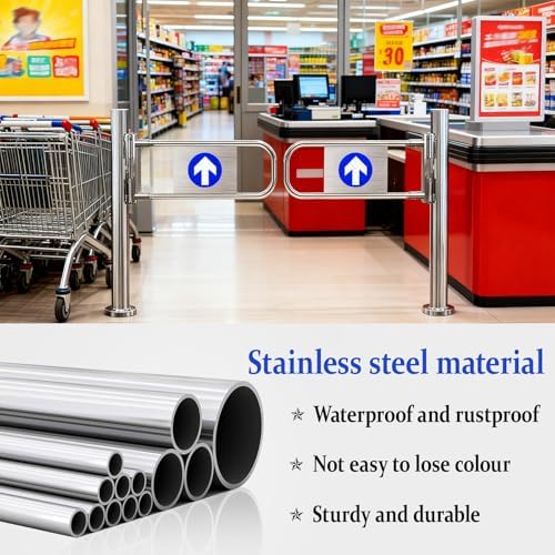 Automatic Two-Way Swing Gate, Heavy-Duty Stainless Steel Entrance Barrier, Safe Pedestrian Automatic Sliding Gate for Secure Access