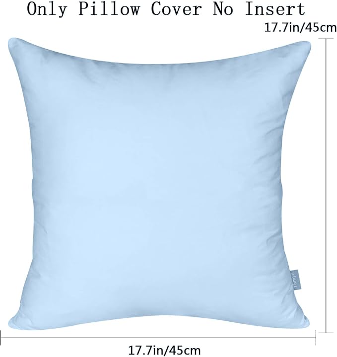 4-Pack 100% Cotton Comfortable Solid Decorative Throw Pillow Case,Thmyo Square Cushion Cover Pillowcase Sublimation Blank Pillow Covers DIY Throw Pillowcase for Sofa(18x18 inch/ 45x45cm,Light Blue)