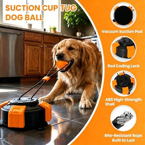 Interactive Suction Cup Tug of War Dog Pull Toys for Medium and Large Dogs, Chew & Puppy Teething Puzzle Toy Ball, Mental Enrichment Toy for Aggressive Chewers to Keeps Dogs Busy