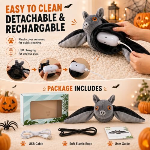 Flying Bat Dog Toy,Flying Bat Toy for Dogs & Cats,Flapping Wings Cute Bat